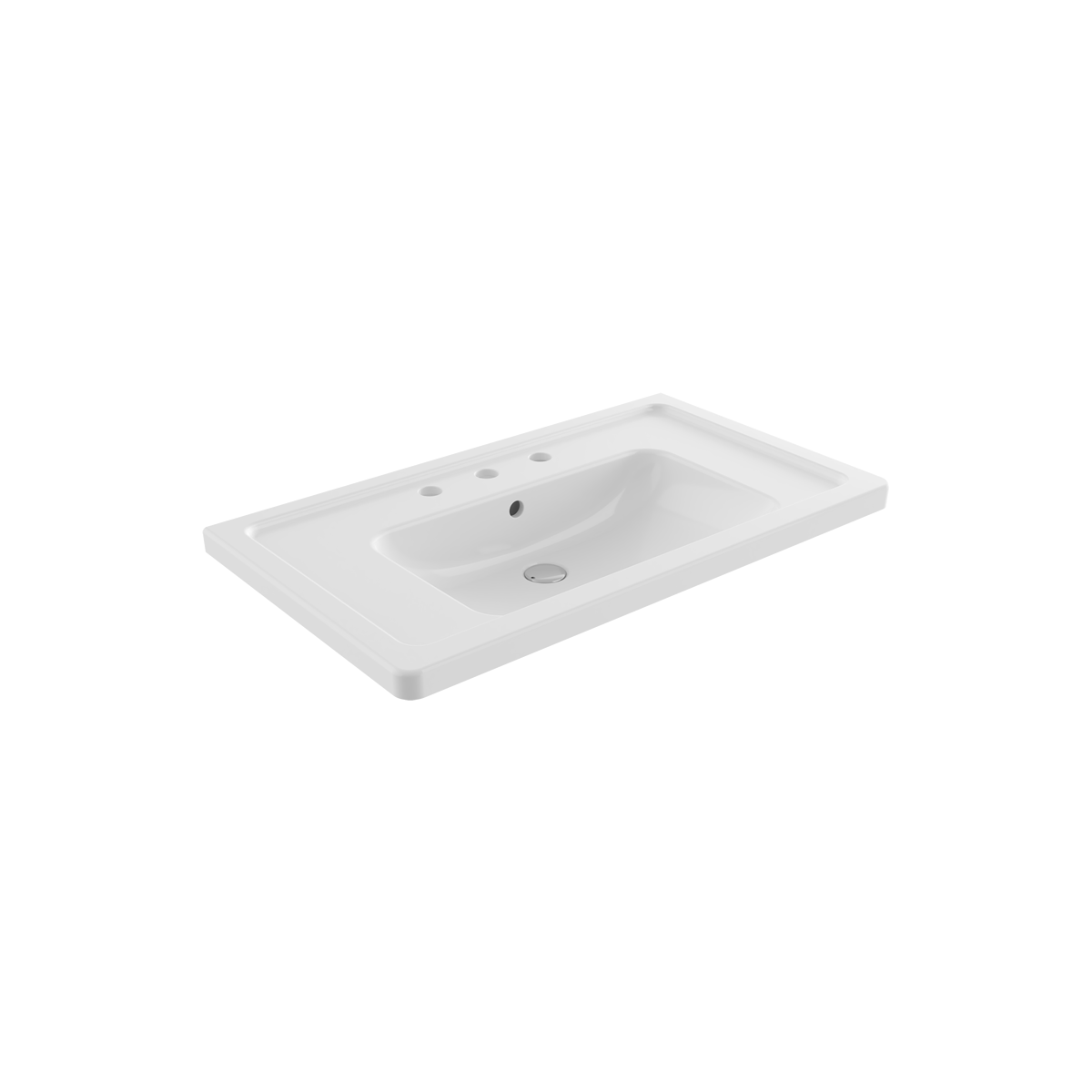 Bocchi Taormina Pro 85 cm Üç Armatür Delikli Etajerli Lavabo Parlak Beyaz ürün görseli