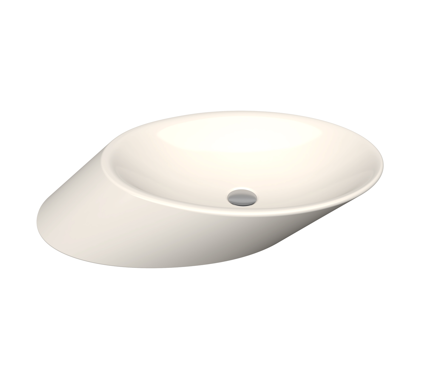 Bocchi Vessel Yatay Çanak Lavabo 72 cm Parlak Bisküvi