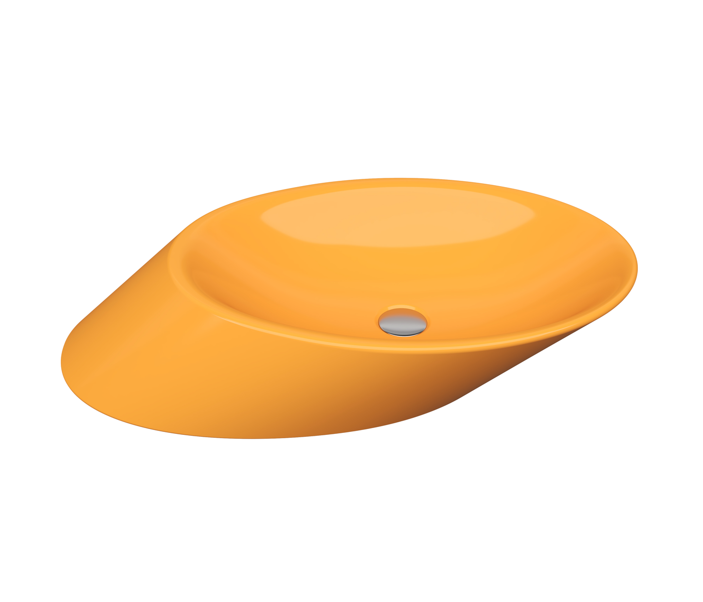 Bocchi Vessel Yatay Çanak Lavabo 72 cm Parlak Mandalina Sarısı