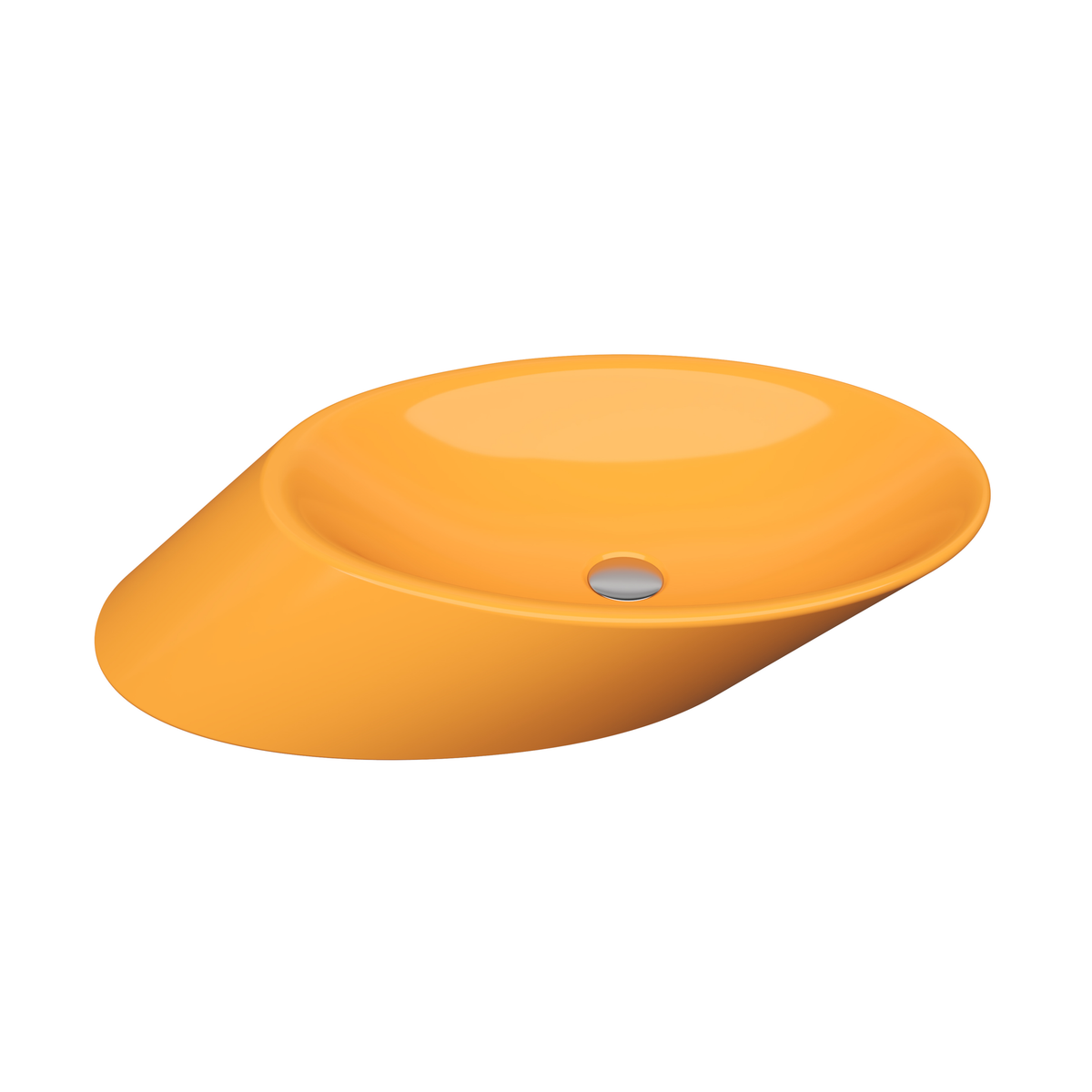Bocchi Vessel Yatay Çanak Lavabo 72 cm Parlak Mandalina Sarısı