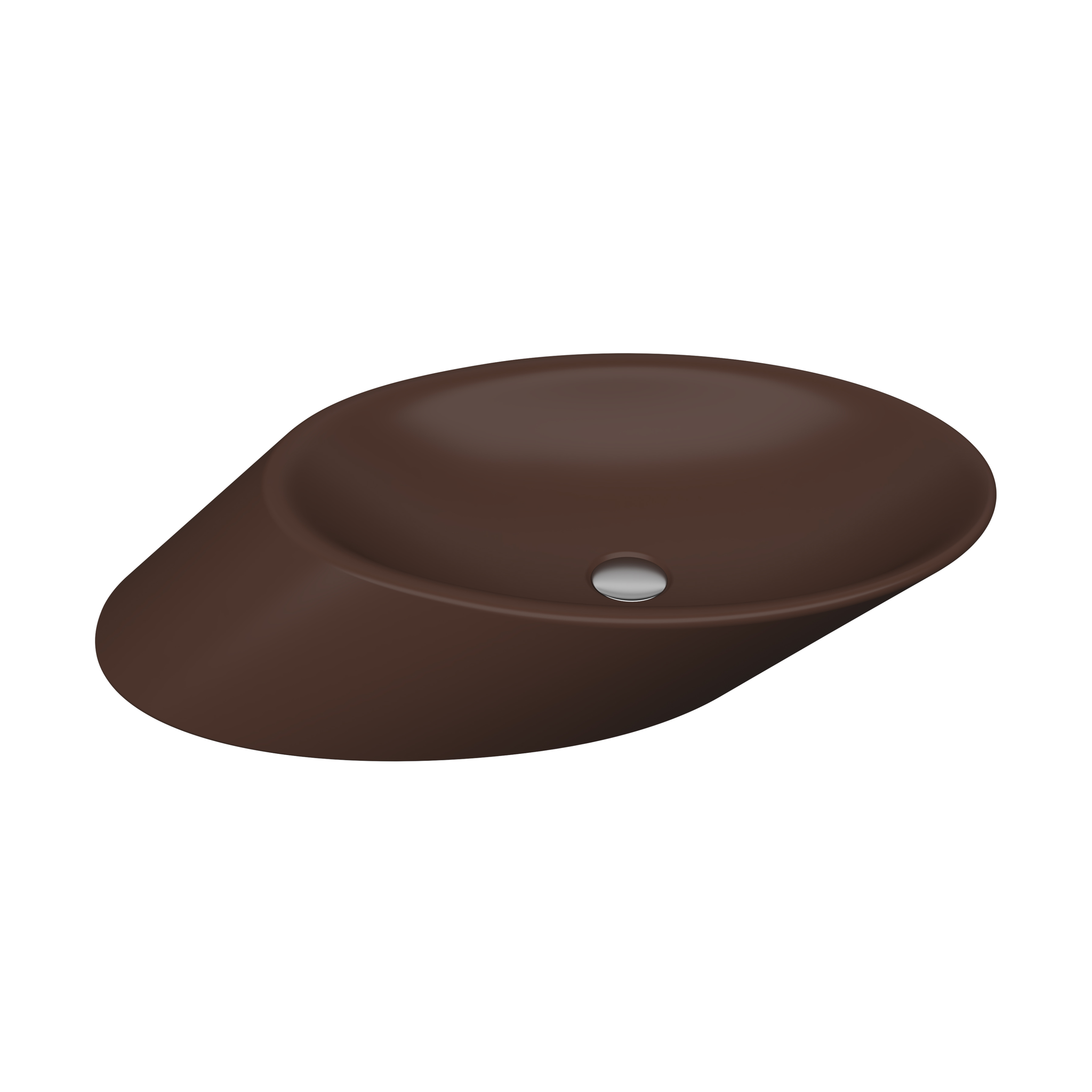 Bocchi Vessel Yatay Çanak Lavabo 72 cm Mat Kahve
