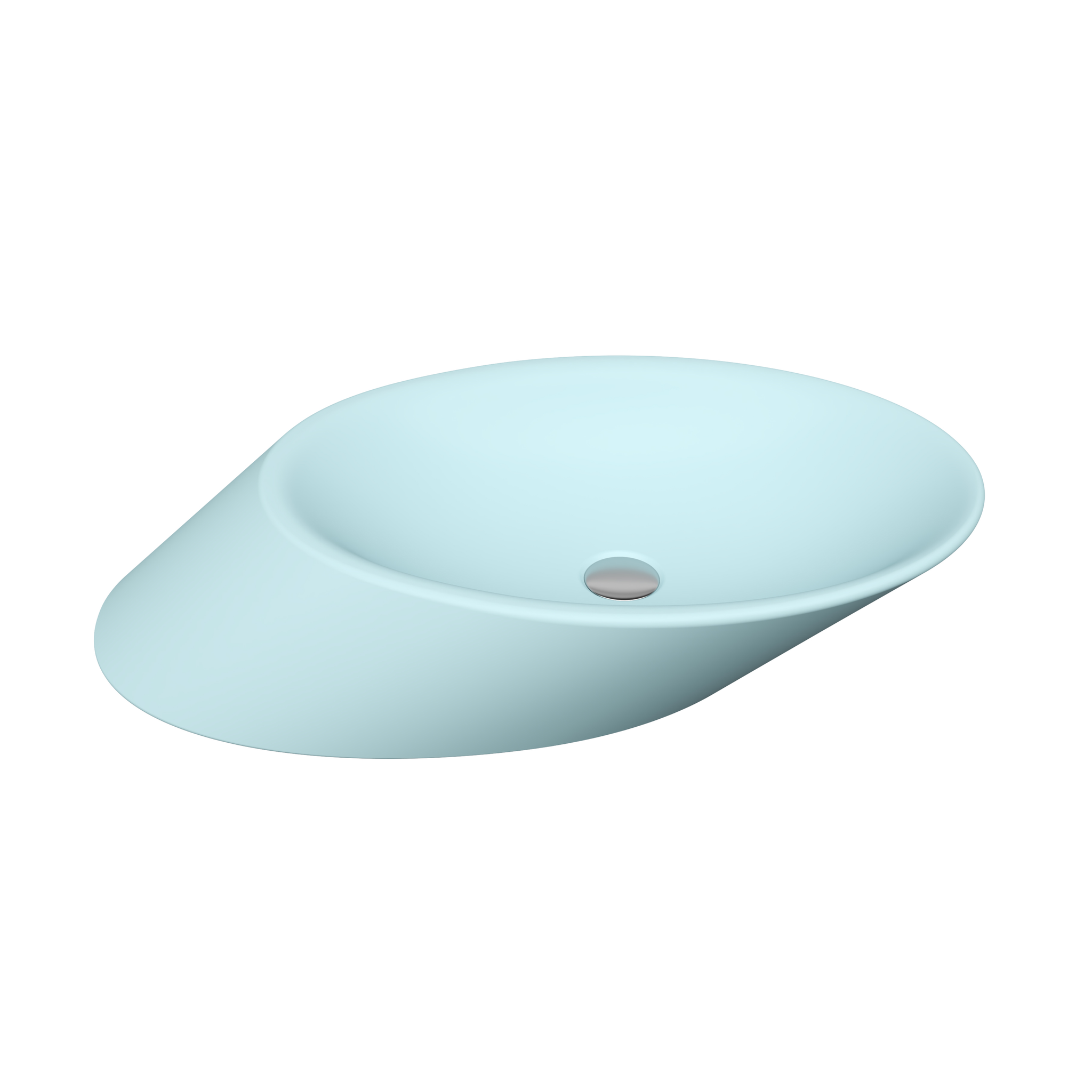 Bocchi Vessel Yatay Çanak Lavabo 72 cm Mat Buz Mavisi