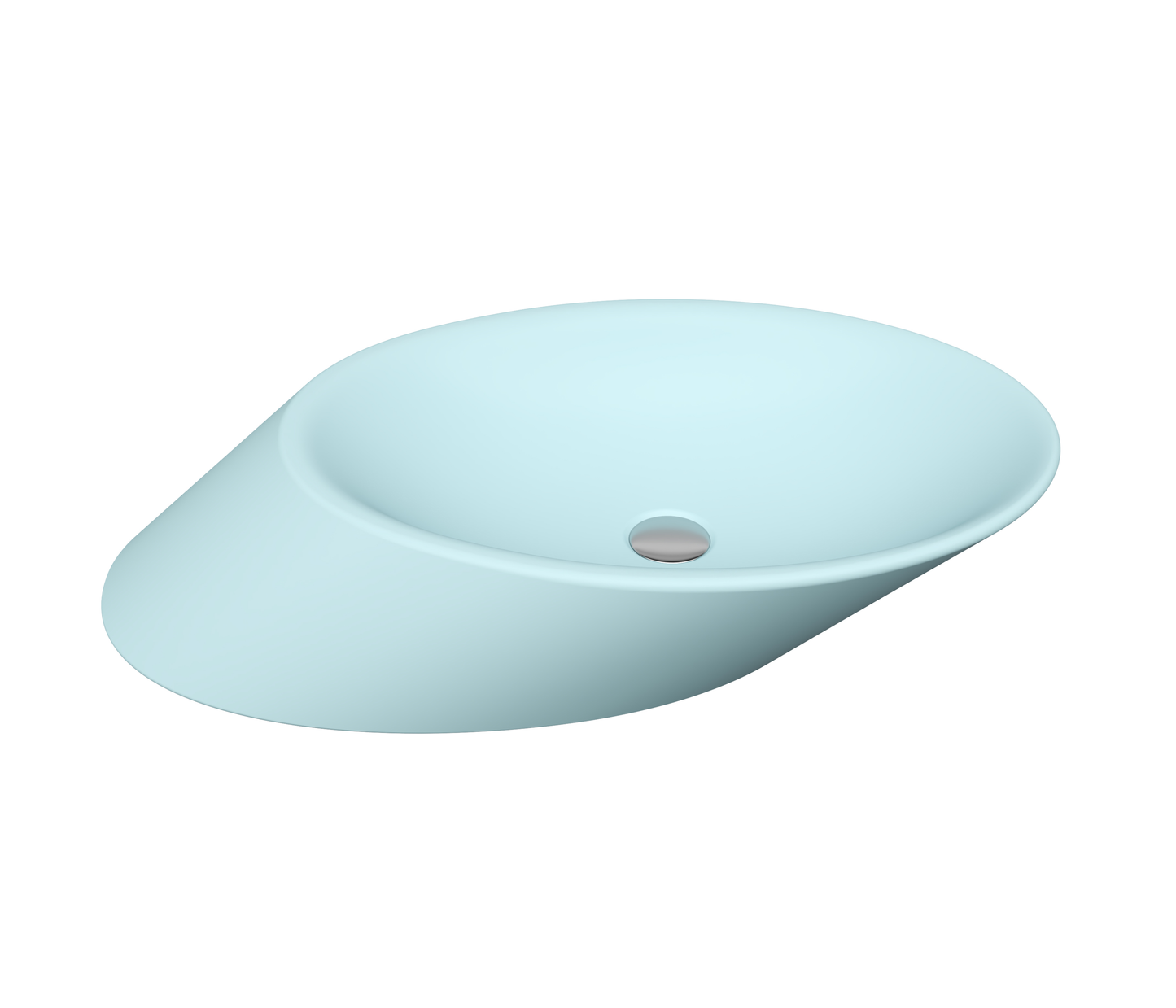 Bocchi Vessel Yatay Çanak Lavabo 72 cm Mat Buz Mavisi