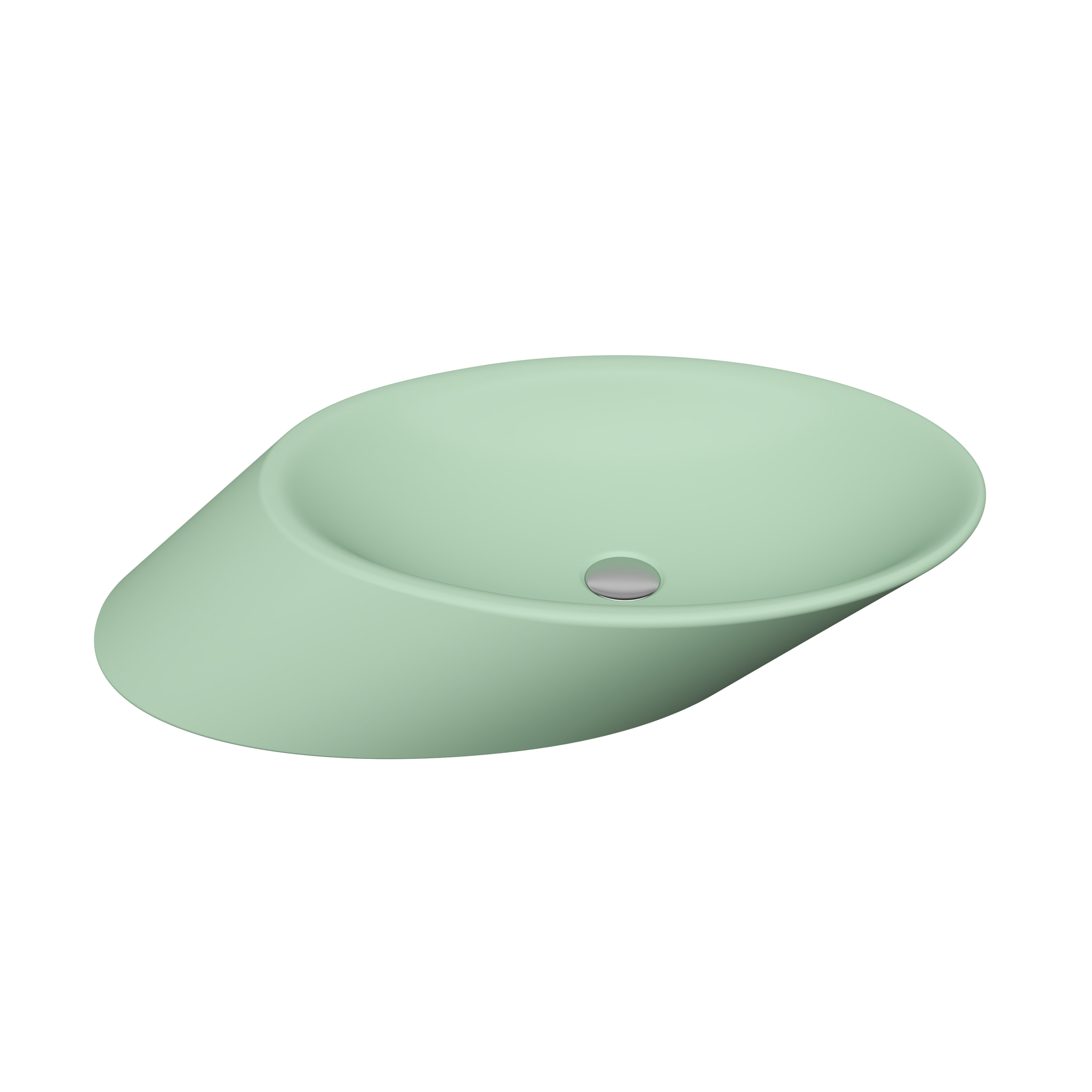 Bocchi Vessel Yatay Çanak Lavabo 72 cm Mat Mint Yeşil