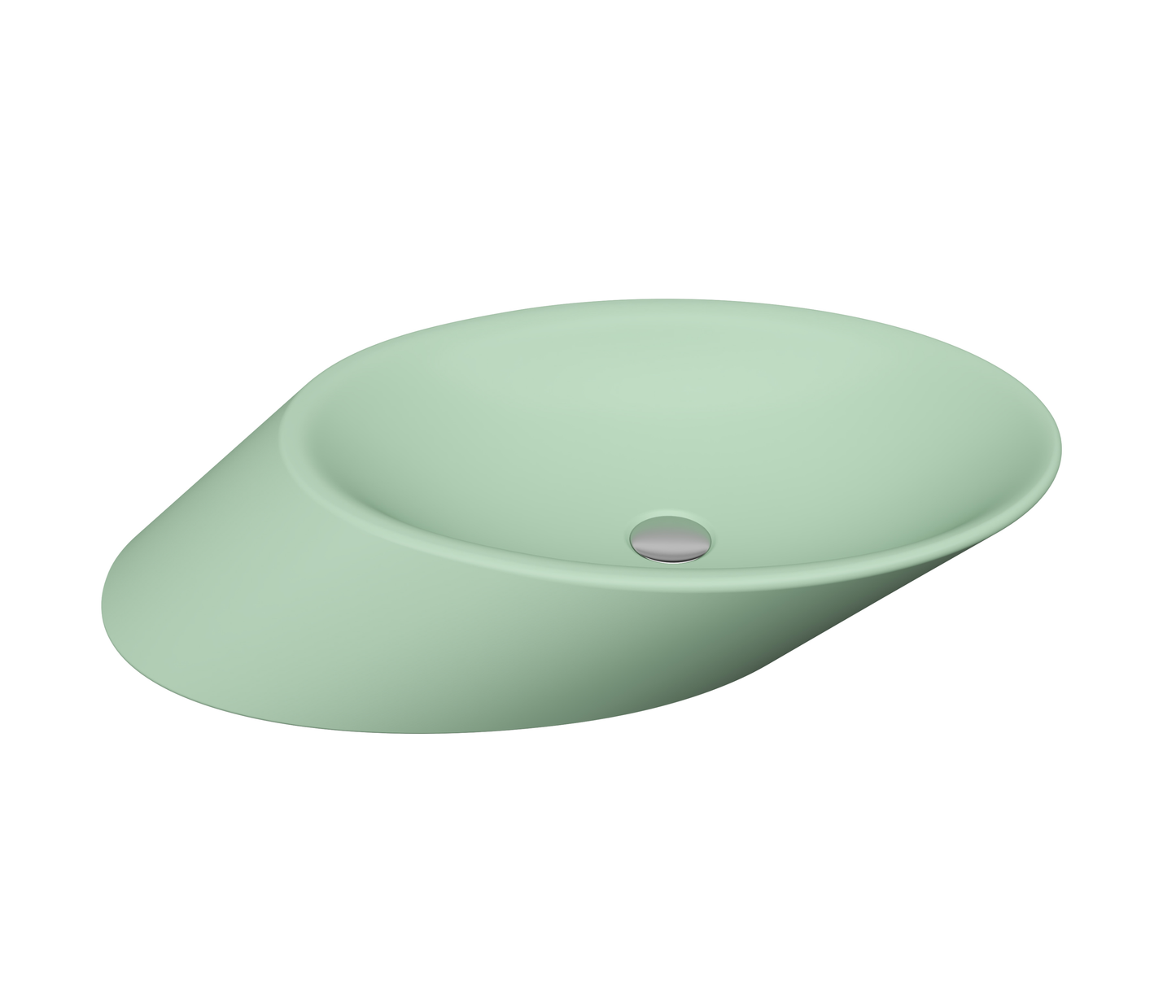 Bocchi Vessel Yatay Çanak Lavabo 72 cm Mat Mint Yeşil