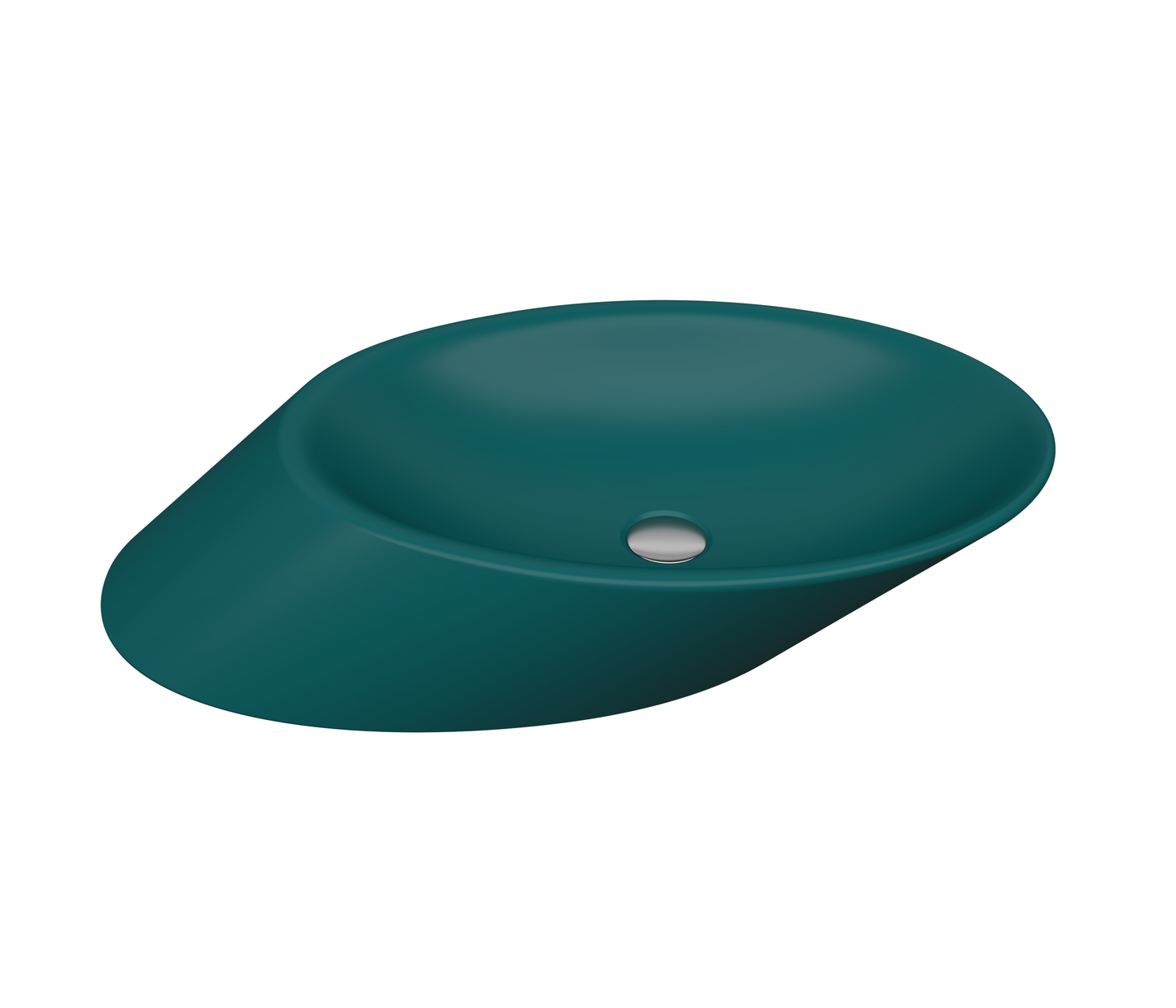 Bocchi Vessel Yatay Çanak Lavabo 72 cm Mat Petrol Mavisi