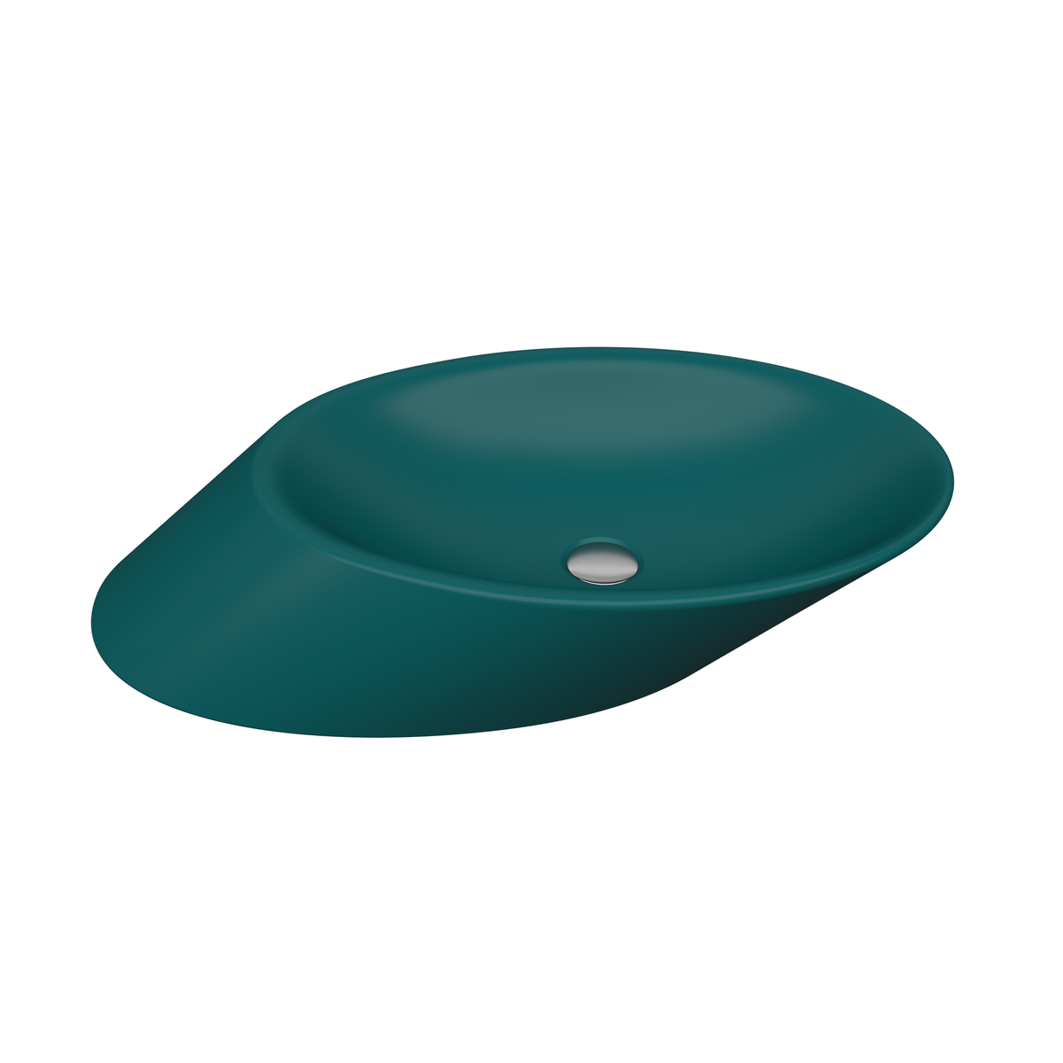 Bocchi Vessel Yatay Çanak Lavabo 72 cm Mat Petrol Mavisi