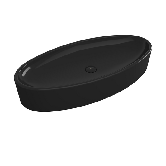 Bocchi Vessel Elips Çanak Lavabo 85 cm Parlak Siyah
