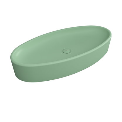 Bocchi Vessel Elips Çanak Lavabo 85 cm Mat Mint Yeşil