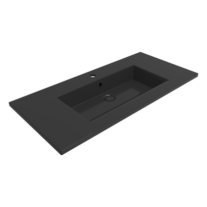 Bocchi Milano Etajerli Lavabo 100 cm Parlak Siyah ürün görseli