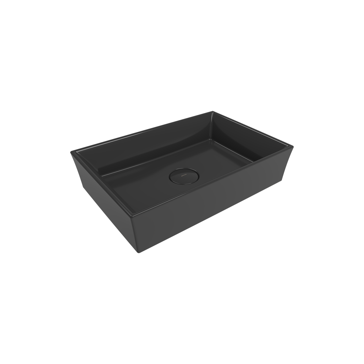 Bocchi Vessel 56 cm Dikdörtgen Parlak Siyah Lavabo