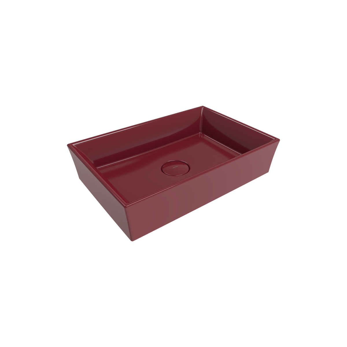 Bocchi Vessel 56 cm Dikdörtgen Lavabo Parlak Burgonya Bordosu