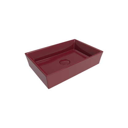 Bocchi Vessel 56 cm Dikdörtgen Lavabo Parlak Burgonya Bordosu