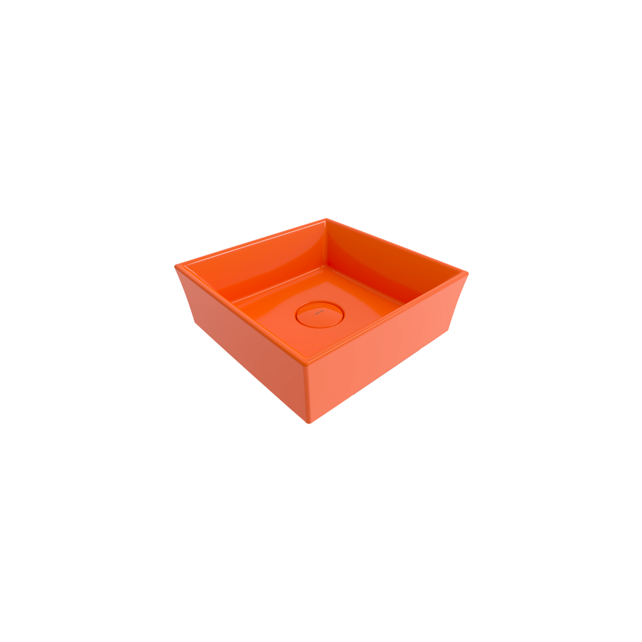 Bocchi Vessel Kare Tezgâh Üstü Lavabo 38 cm Parlak Turuncu