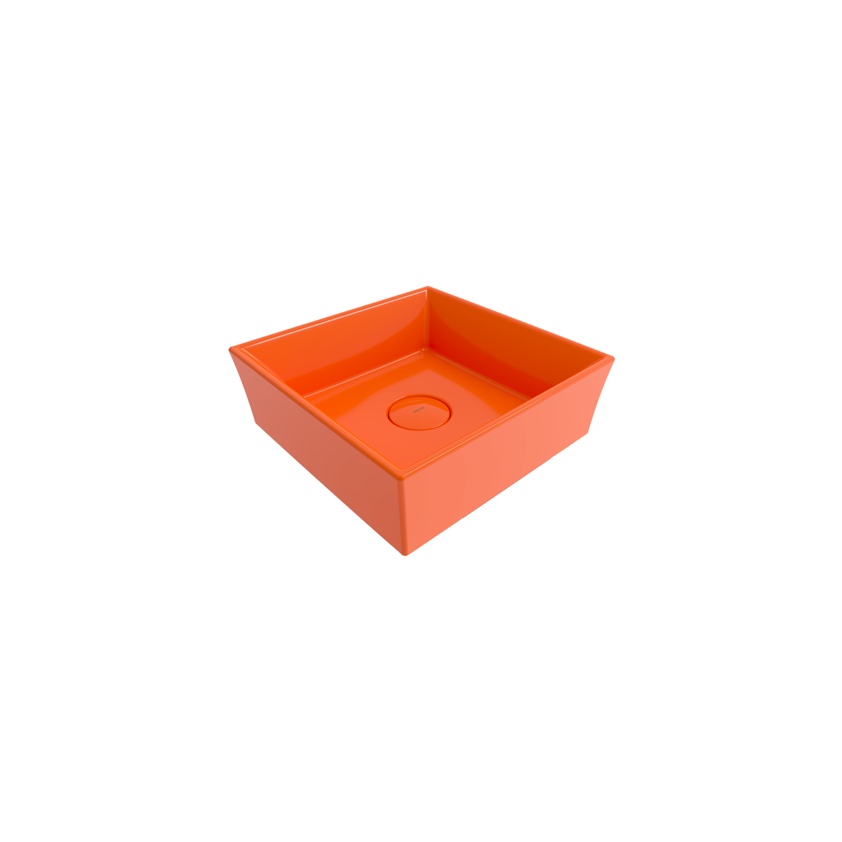 Bocchi Vessel Kare Tezgâh Üstü Lavabo 38 cm Parlak Turuncu