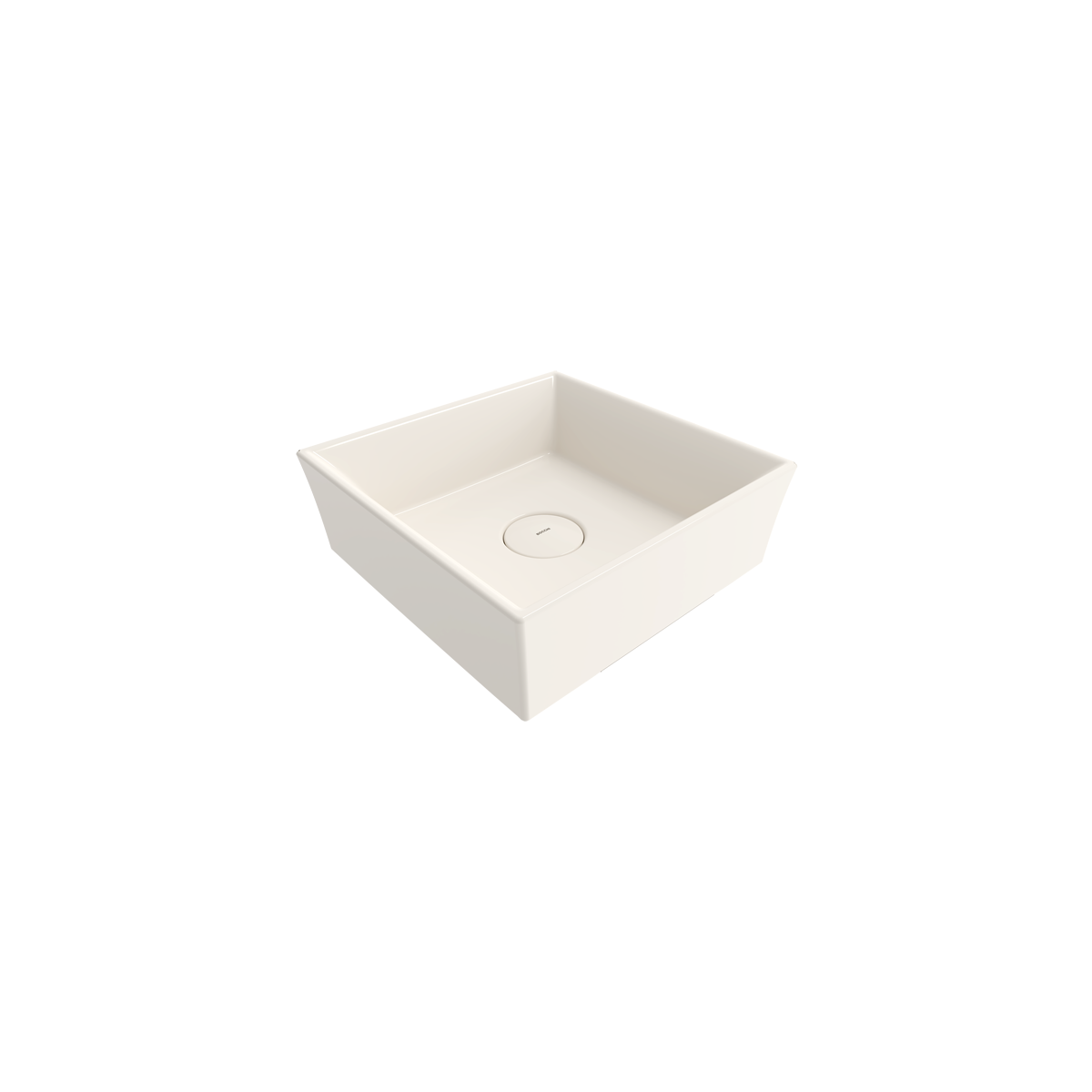 Bocchi Vessel Kare Tezgâh Üstü Lavabo 38 cm Parlak Bisküvi