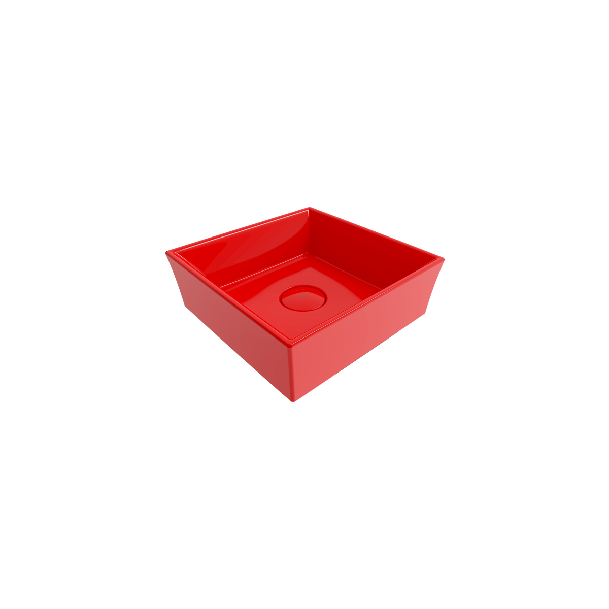 Bocchi Vessel Kare Tezgâh Üstü Lavabo 38 cm Parlak Kırmızı