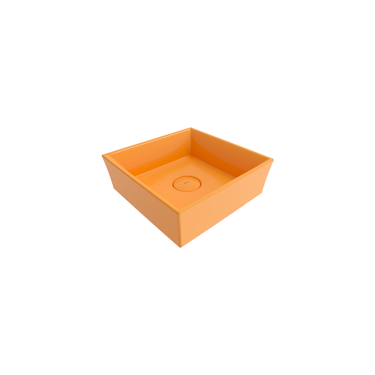 Bocchi Vessel Kare Tezgâh Üstü Lavabo 38 cm Parlak Mandalina Sarısı