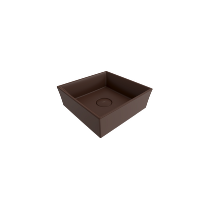 Bocchi Vessel Kare Tezgâh Üstü Lavabo 38 cm Mat Kahve