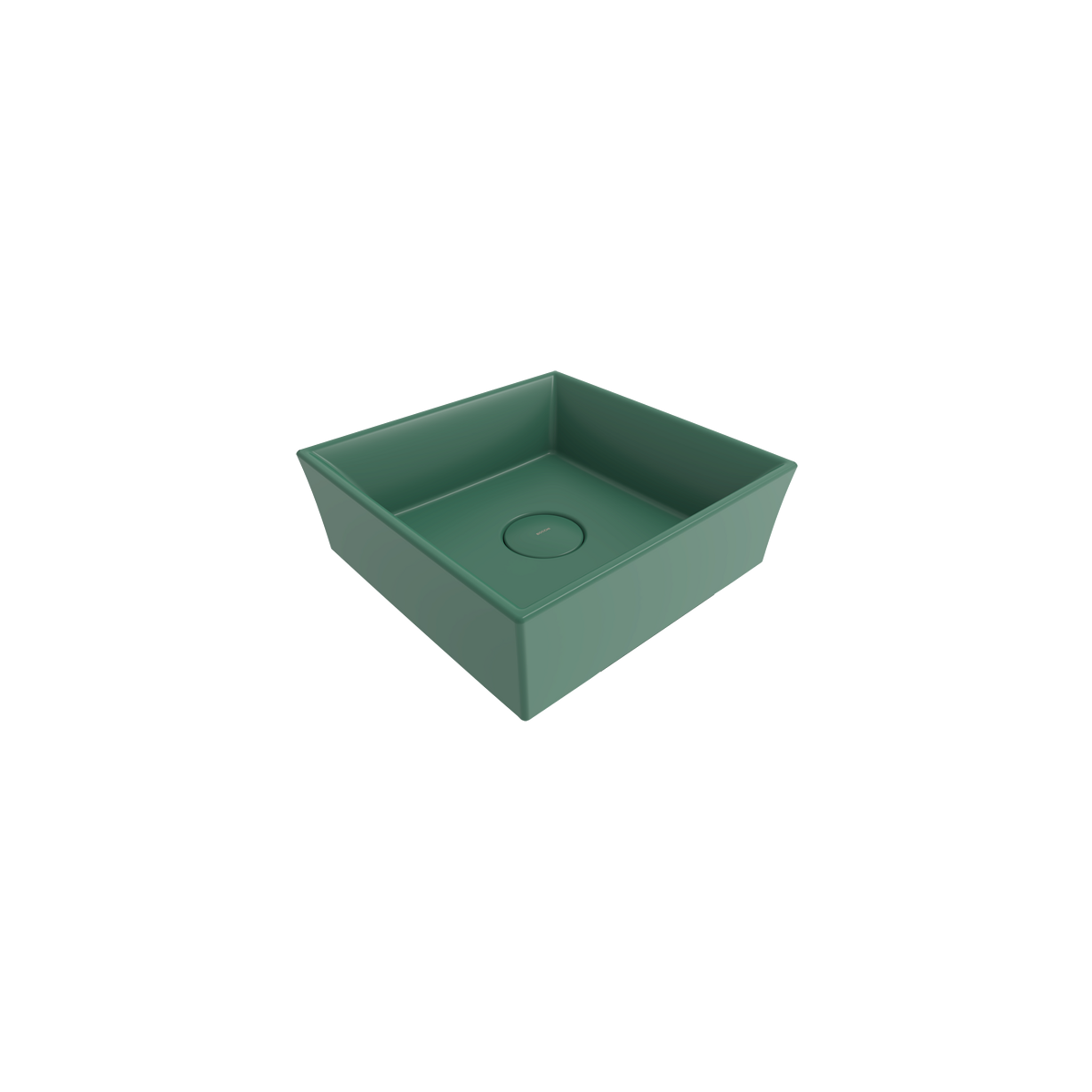 Bocchi Vessel Kare Tezgâh Üstü Lavabo 38 cm Mat Yeşil