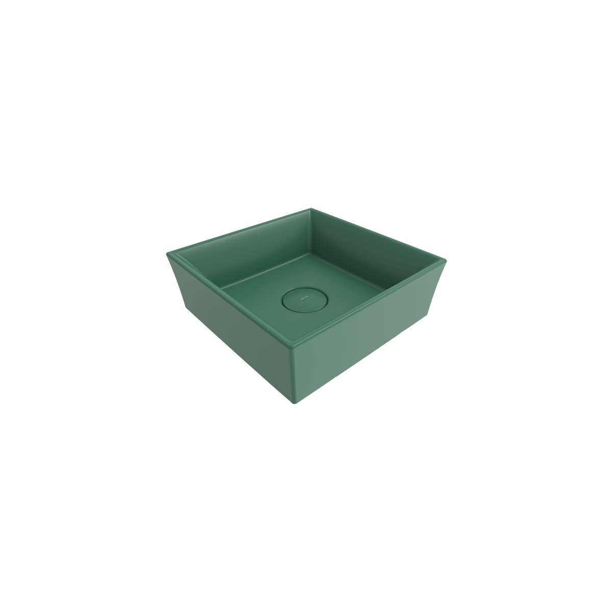 Bocchi Vessel Kare Tezgâh Üstü Lavabo 38 cm Mat Yeşil