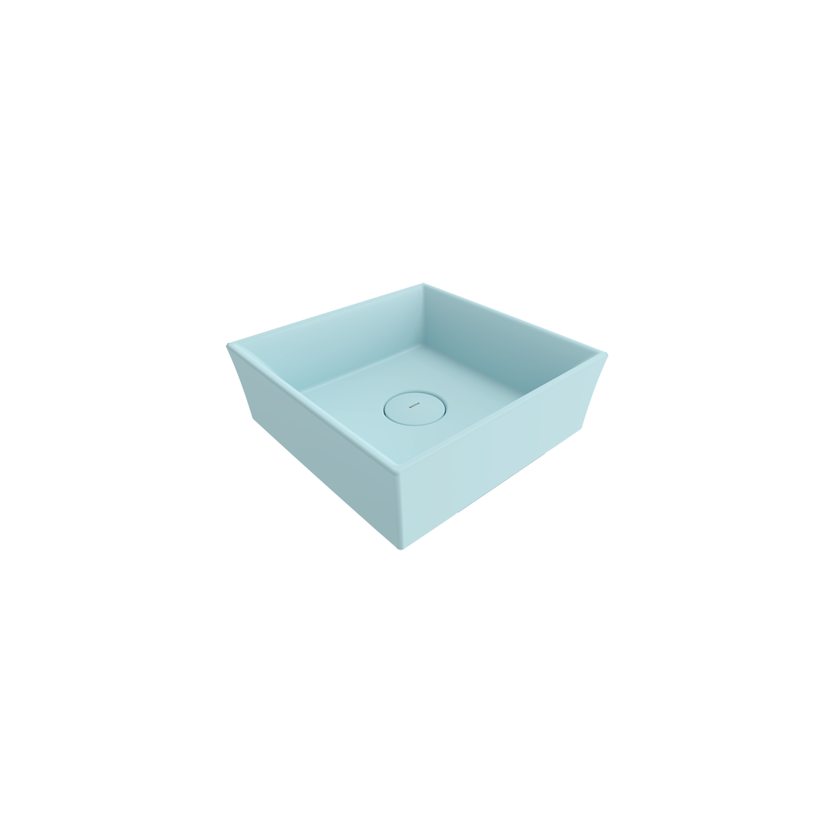 Bocchi Vessel Kare Tezgâh Üstü Lavabo 38 cm Mat Buz Mavisi