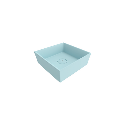 Bocchi Vessel Kare Tezgâh Üstü Lavabo 38 cm Mat Buz Mavisi