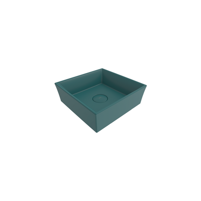 Bocchi Vessel Kare Tezgâh Üstü Lavabo 38 cm Mat Petrol Mavisi