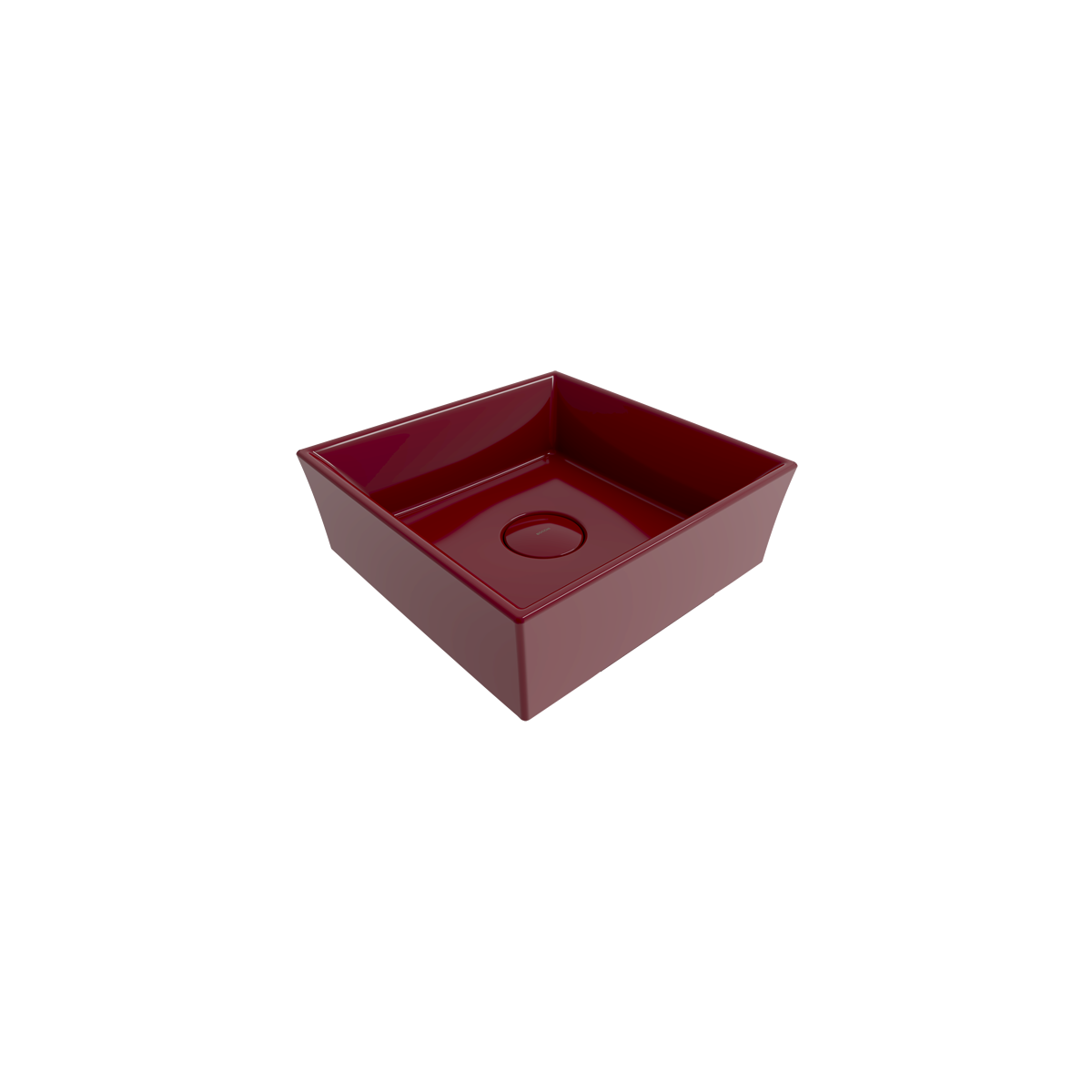 Bocchi Vessel Kare Tezgâh Üstü Lavabo 38 cm Parlak Burgonya Bordosu