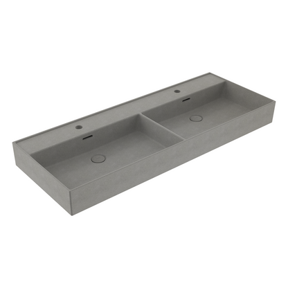 Bocchi Milano Çift Gözlü Tezgâh Üstü/Asma Lavabo 120 cm Mat Beton