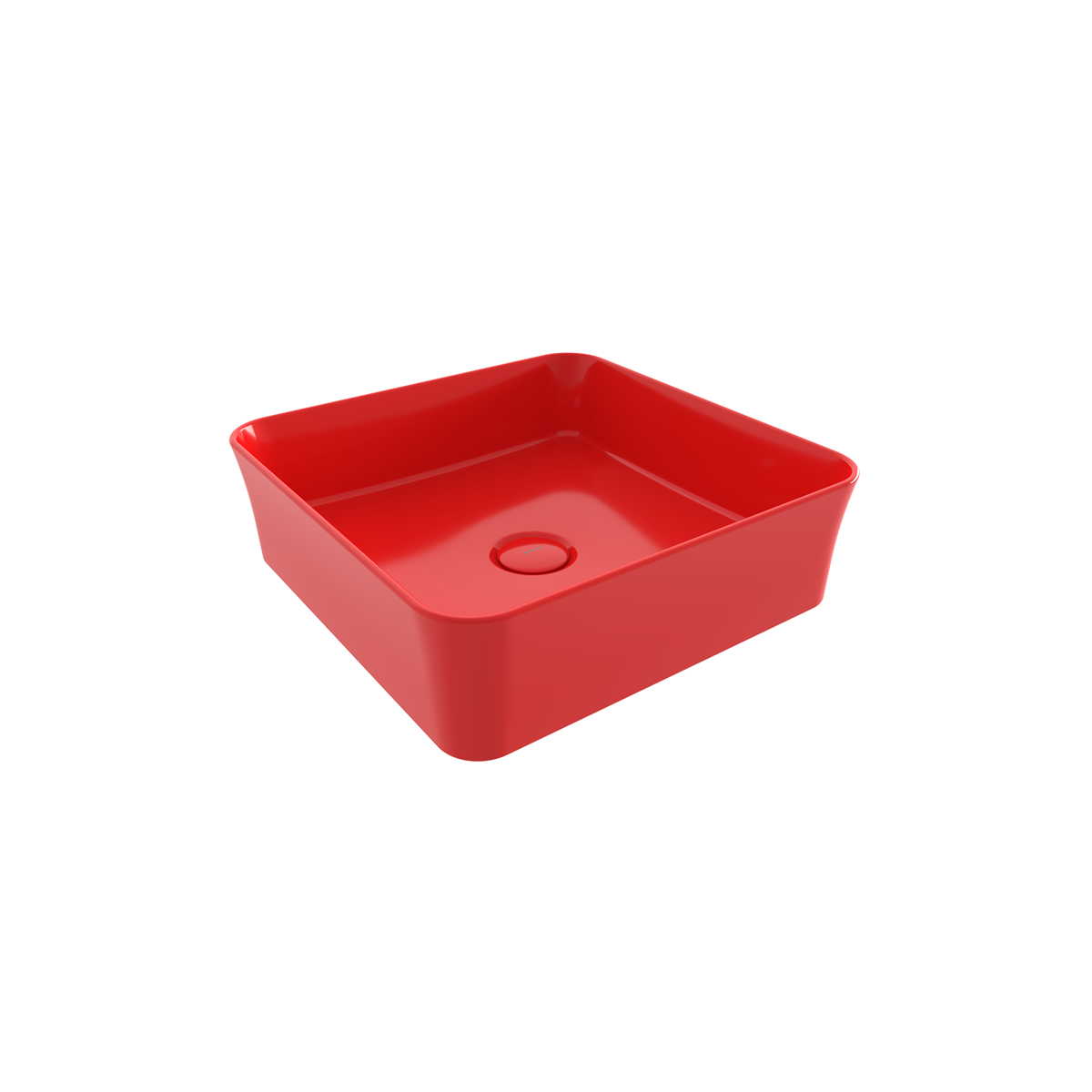 Bocchi Sottile Slim Line Kare Tezgâh Üstü Lavabo 38×38 cm Parlak Kırmızı