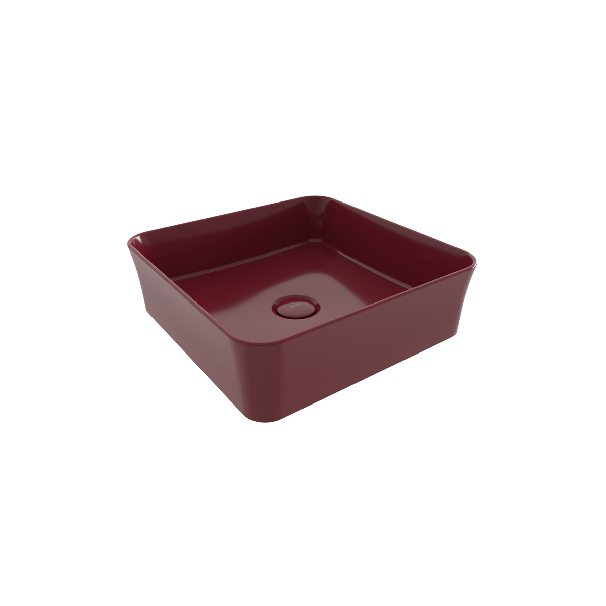 Bocchi Sottile Slim Line Kare Tezgâh Üstü Lavabo 38×38 cm Parlak Burgonya Bordosu