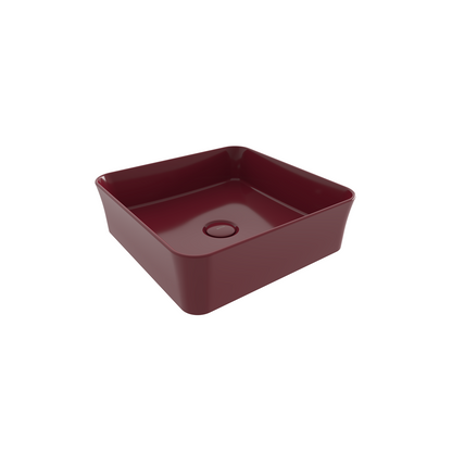Bocchi Sottile Slim Line Kare Tezgâh Üstü Lavabo 38×38 cm Parlak Burgonya Bordosu