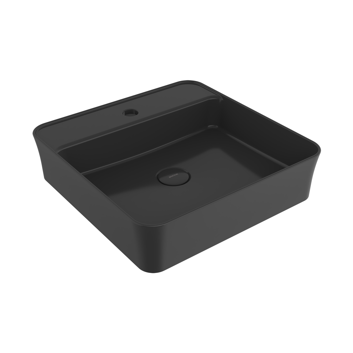 Bocchi Slim Line kare lavabo 45x45 cm Parlak Siyah