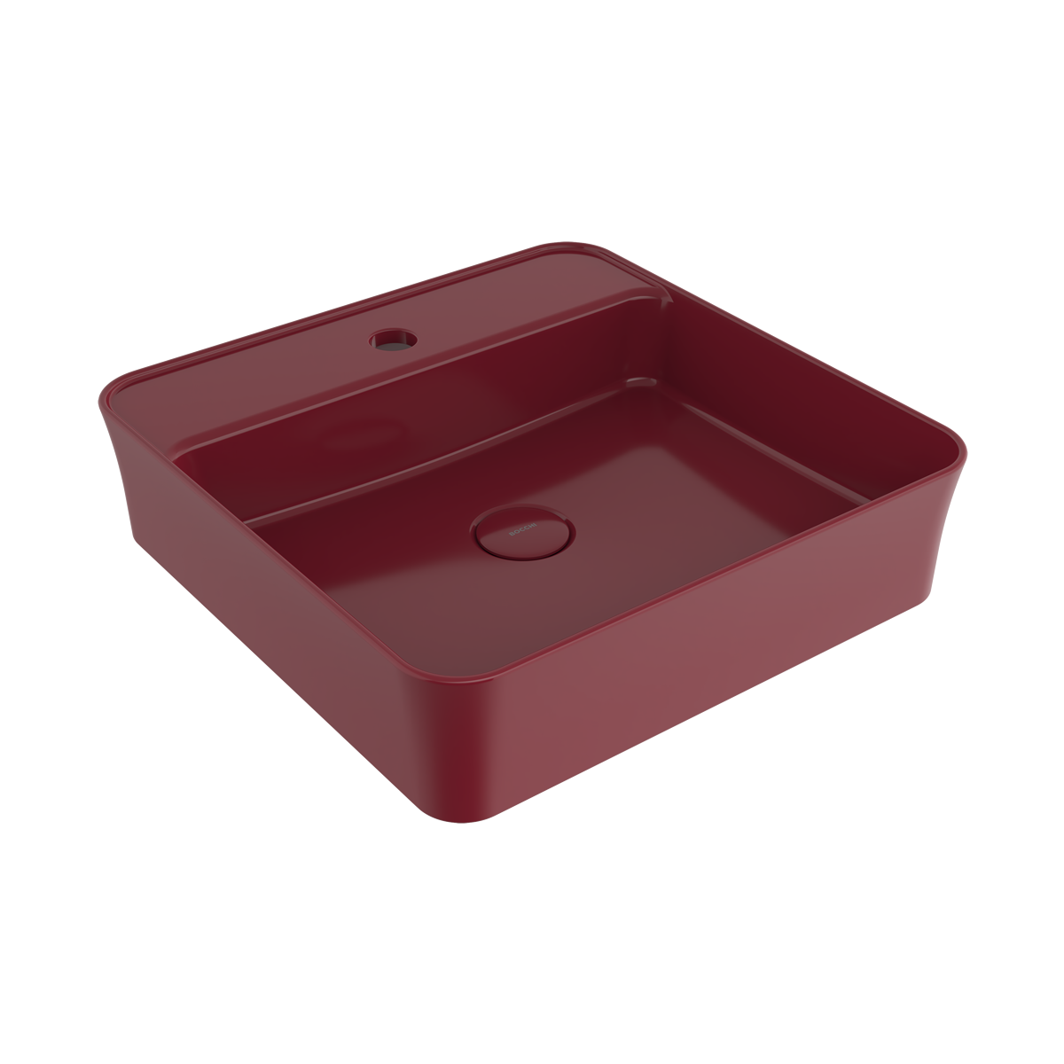 Bocchi Slim Line kare lavabo 45x45 cm Parlak Burgonya Bordosu