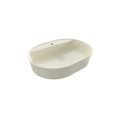 Bocchi Slim Line oval lavabo 60x45 cm Parlak Bisküvi