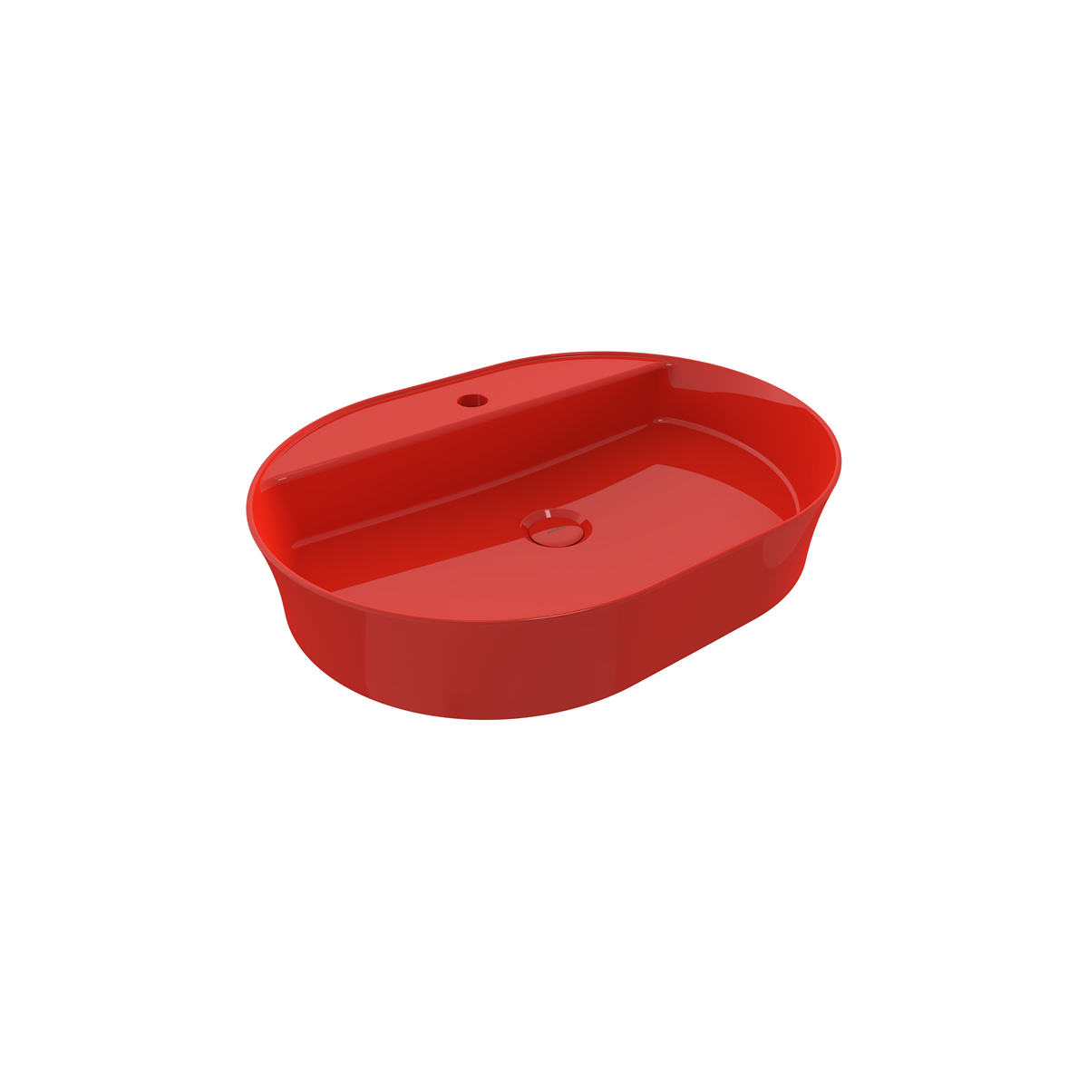 Bocchi Slim Line oval lavabo 60x45 cm Parlak Kırmızı