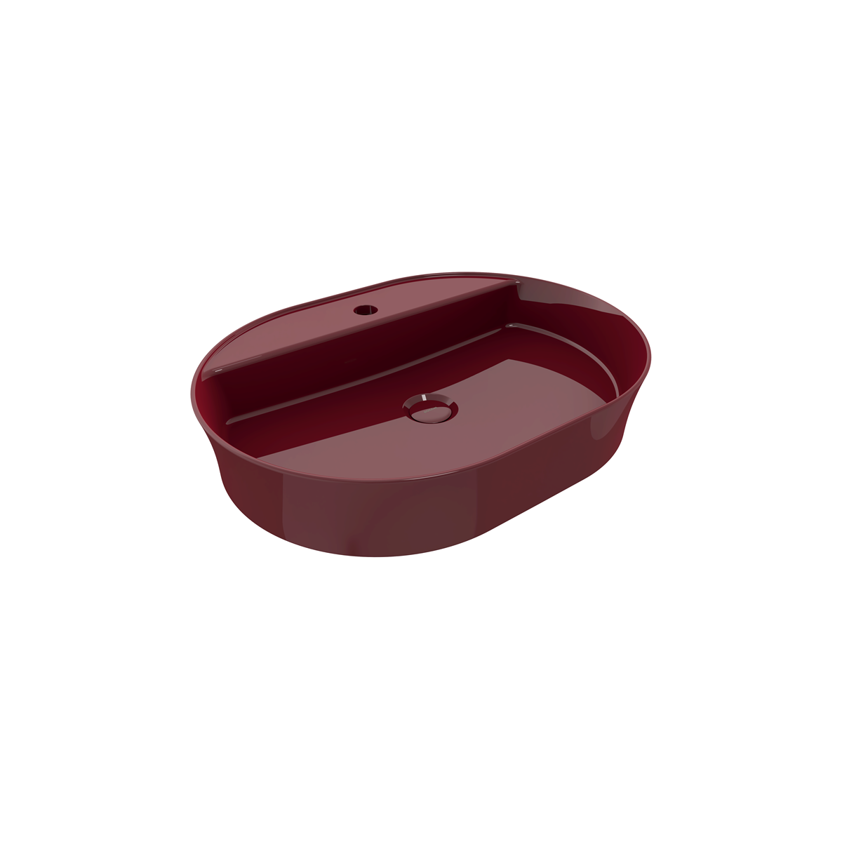 Bocchi Slim Line oval lavabo 60x45 cm Parlak Burgonya Bordosu