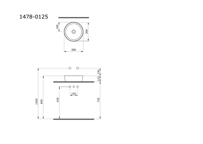 Bocchi Sottile Slim Line 1478 teknik ölçü çizimi