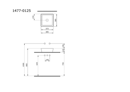 Bocchi Sottile Slim Line 1477 teknik çizimi