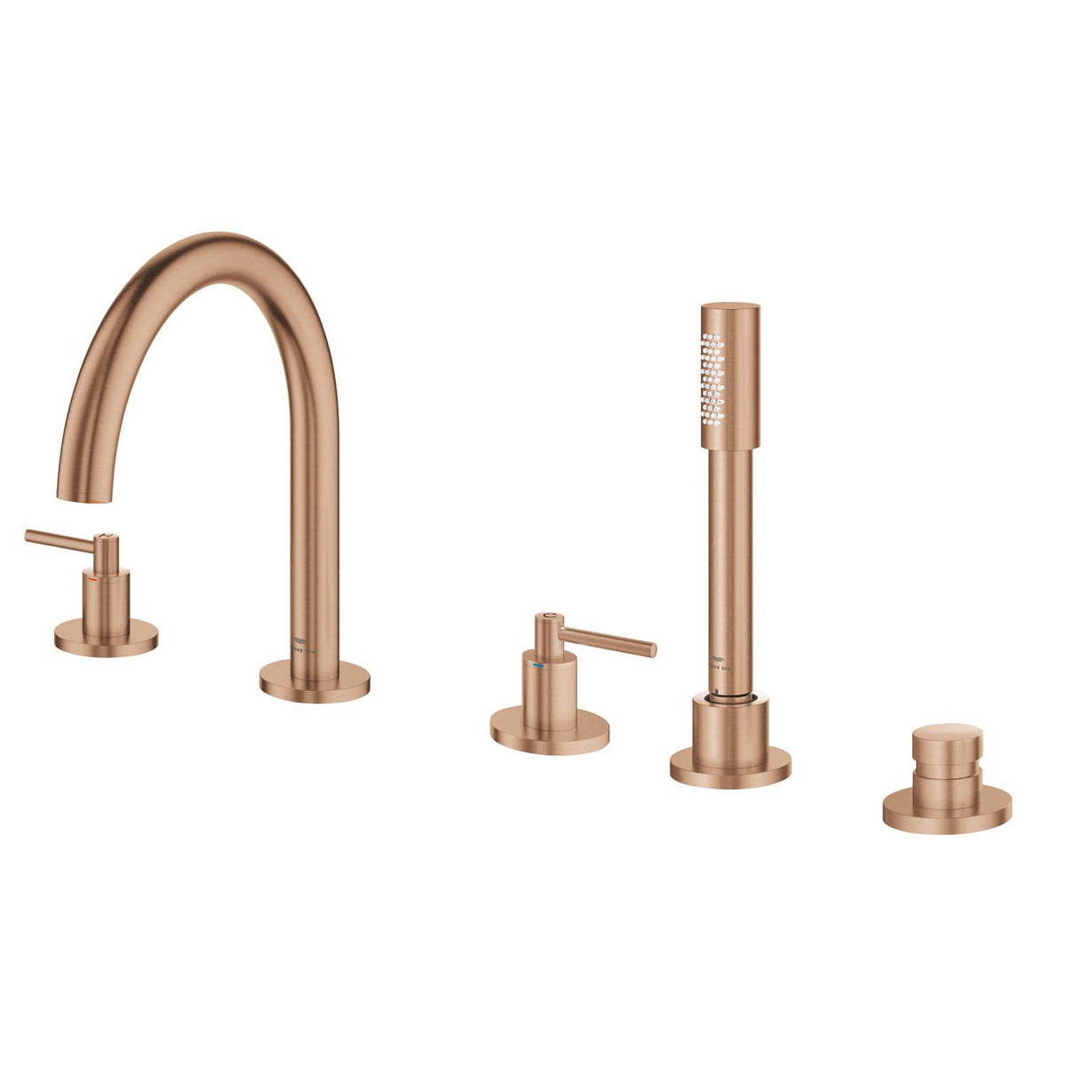 Grohe Atrio 5 Delikli Ankastre Küvet Bataryası (Sıva Üstü Grubu), Fırçalı Bakır - Ürün Görseli