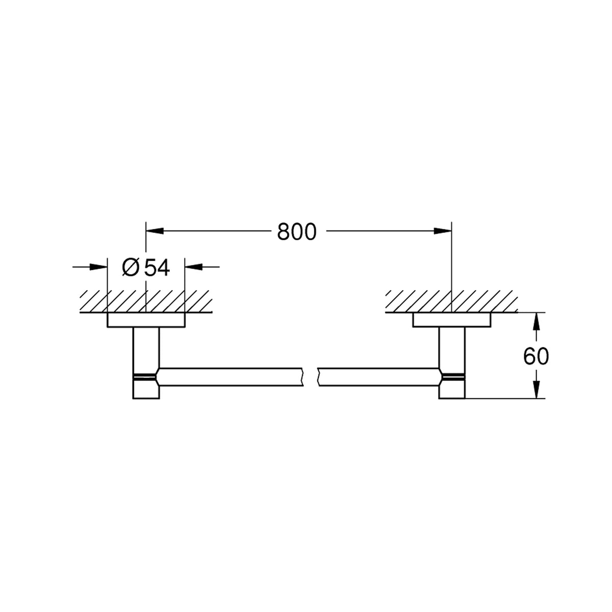 Grohe Essentials Havluluk, 80 cm, Bakır - Teknik Çizim