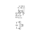 Grohe Lineare Duş Bataryası - Teknik Çizim