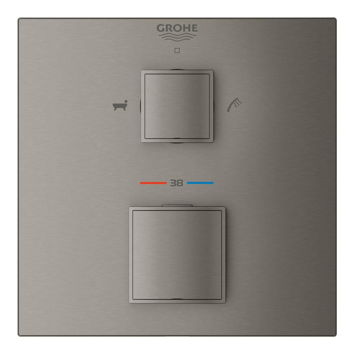 Grohe Grohtherm Cube Çift Yönlü Termostatik Ankastre Banyo Bataryası (2 Yollu, Sıva Üstü Grubu) Fırçalı Sert Grafit - Ürün Görseli