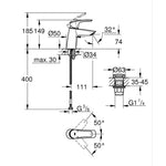 Grohe Eurosmart Lavabo Bataryası (S-Boy) - Teknik Çizim