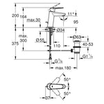 Grohe Eurodisc Cosmopolitan Sifon Kumandalı Lavabo Bataryası - Teknik Çizim