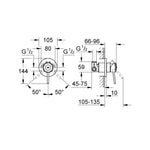 Grohe BauClassic Ankastre Duş Bataryası (Sıva Üstü Grubu) - Teknik Çizim