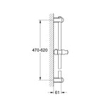 Grohe Euphoria Duş Sürgüsü, 600 mm - Teknik Çizim