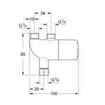 Grohe Grohtherm Micro Termostatik Oransal Valf - Teknik Çizim