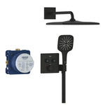 Grohe Grohtherm SmartControl Rainshower Mono 310 Cube Ankastre Termostatik Banyo/Duş Bataryası, Tepe ve El Duşu Seti, Hayalet Siyah - Ürün Görseli